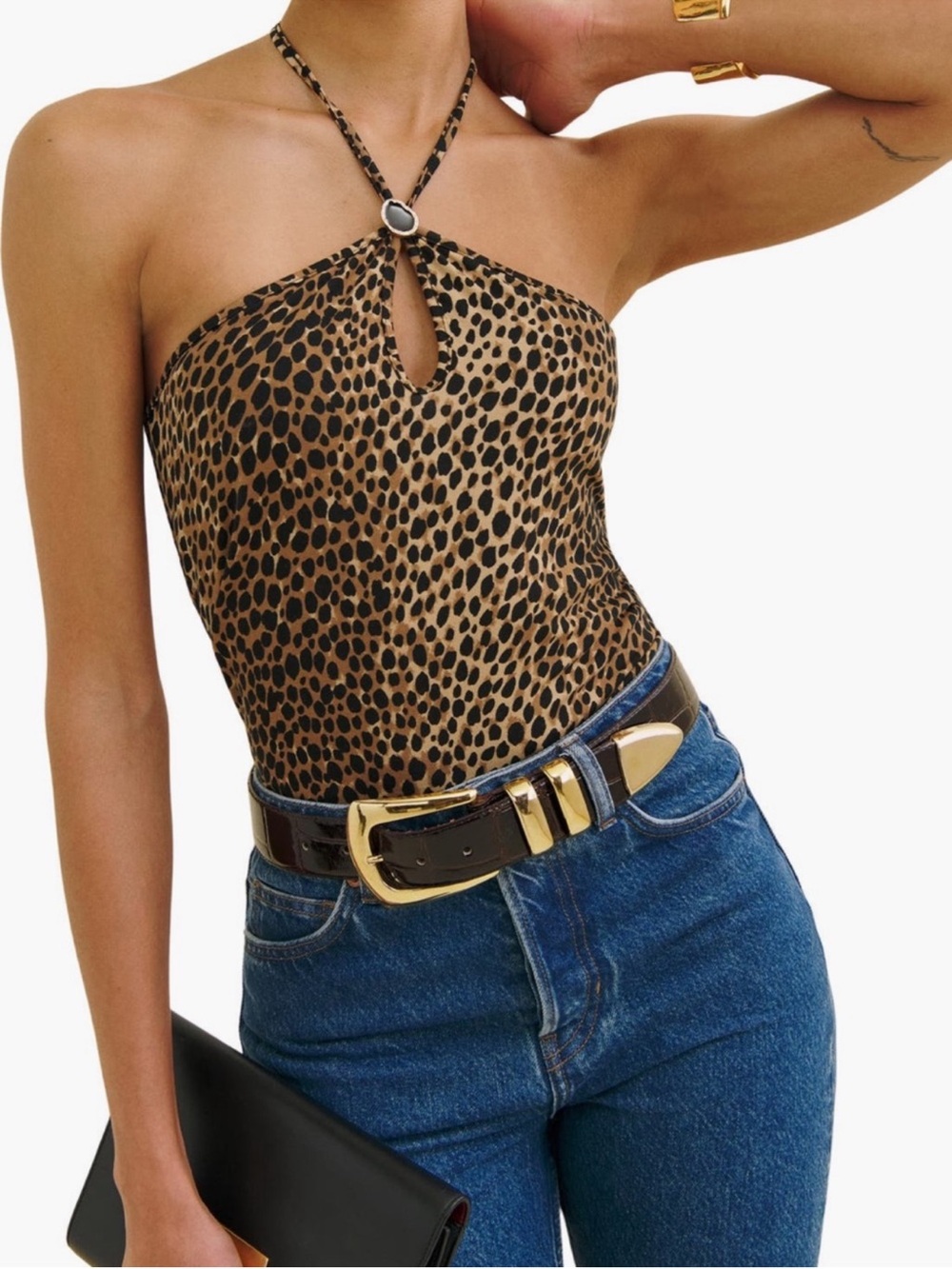 Reformation Leopard Print Halter Top
